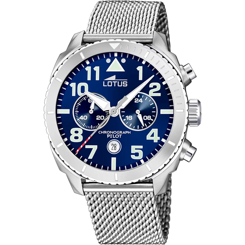 MONTRE LOTUS CHRONO 18704/1 BLEU, BRACELET ACIER, HOMME