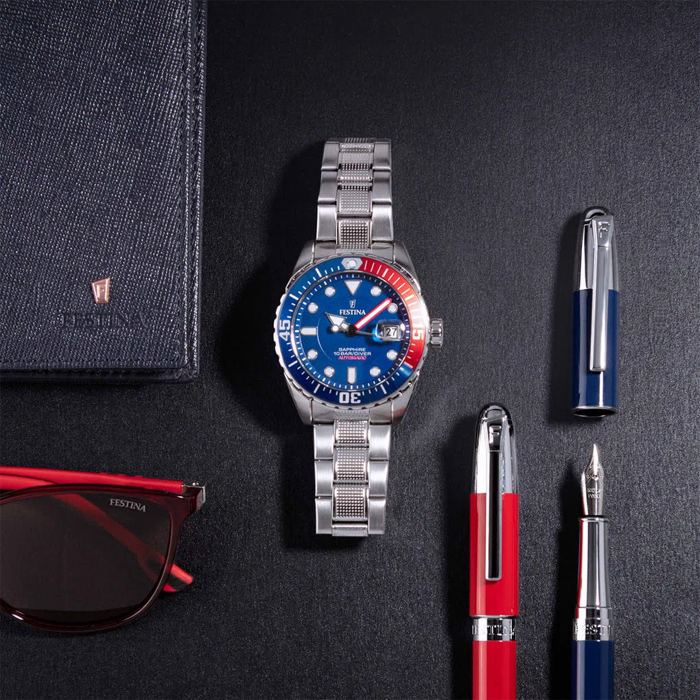 FESTINA AUTOMATIC WATCH F20480/1 BLUE, STEEL BRACELET, MEN — Product image 3