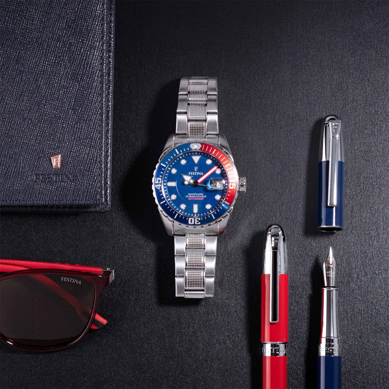 FESTINA AUTOMATIC WATCH F20480/1 BLUE, STEEL BRACELET, MEN — Product image 3