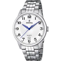 FESTINA CLASSICS WATCH F20425/1 WHITE, STEEL BRACELET, MEN'S