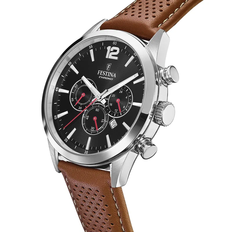MONTRE FESTINA TIMELESS CHRONOGRAPH F20542/6 NOIR, BRACELET CUIR, HOMME — Image du produit 2