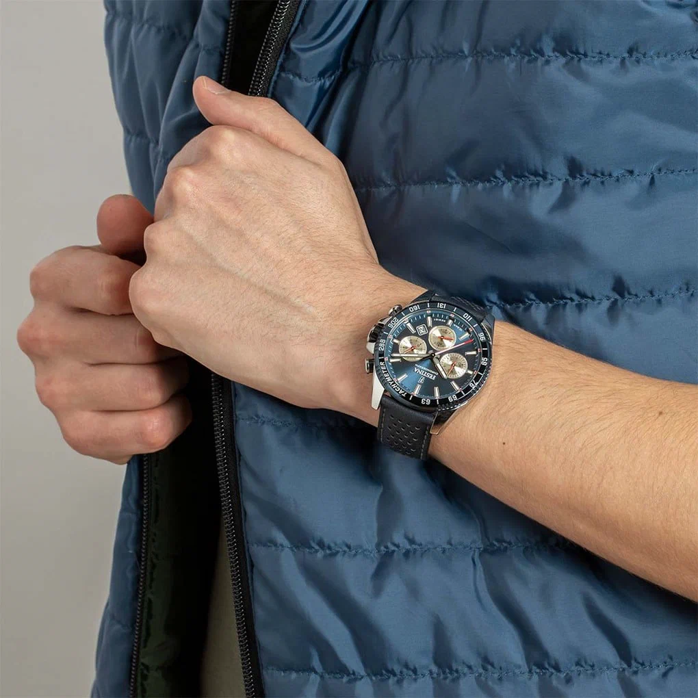 MONTRE FESTINA F20561/2 BLEU, BRACELET CUIR, HOMME — Image du produit 4
