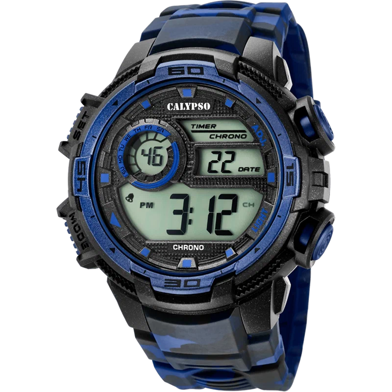 MONTRE CALYPSO K5723/1 BLEU, BRACELET CAOUTCHOUC, HOMME