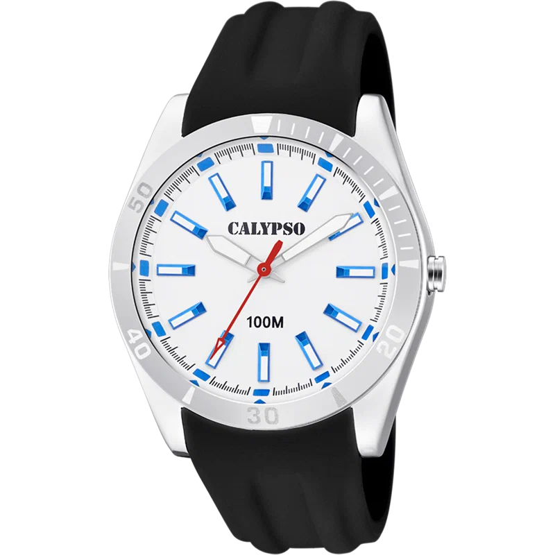 MONTRE CALYPSO STREET STYLE K5763/1 BLANC, BRACELET CAOUTCHOUC, HOMME