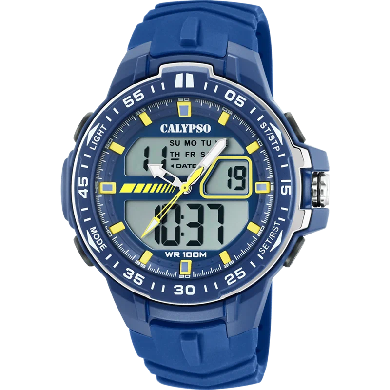 MONTRE CALYPSO STREET STYLE K5766/1 BLEU, BRACELET CAOUTCHOUC, HOMME