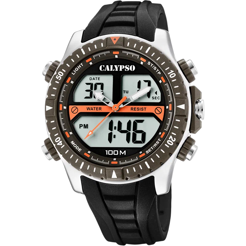 MONTRE CALYPSO STREET STYLE K5773/1 GRIS, BRACELET CAOUTCHOUC, HOMME