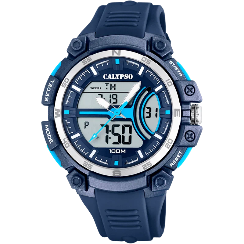 MONTRE CALYPSO STREET STYLE K5779/3 BLEU, BRACELET CAOUTCHOUC, HOMME