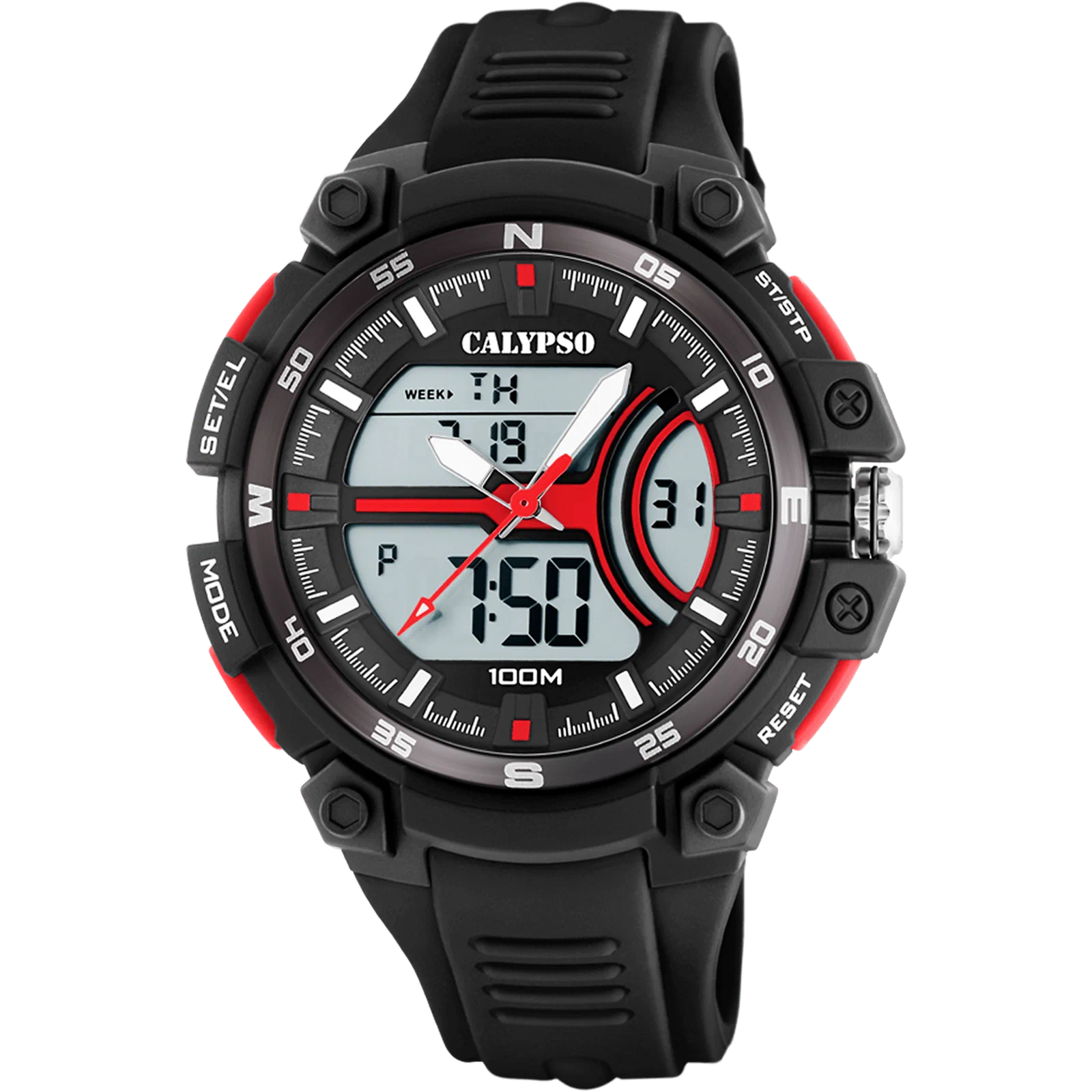 CALYPSO STREET STYLE WATCH K5779/6 BLACK, RUBBER STRAP, MEN'S — Product image 1