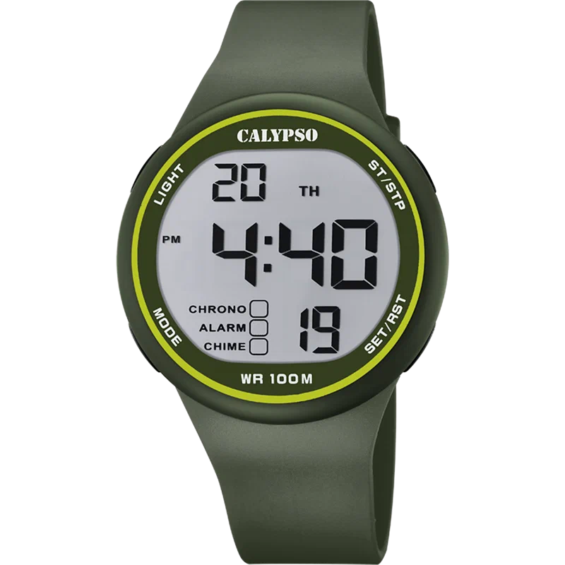 MONTRE CALYPSO K5795/5 VERT, BRACELET CAOUTCHOUC, HOMME