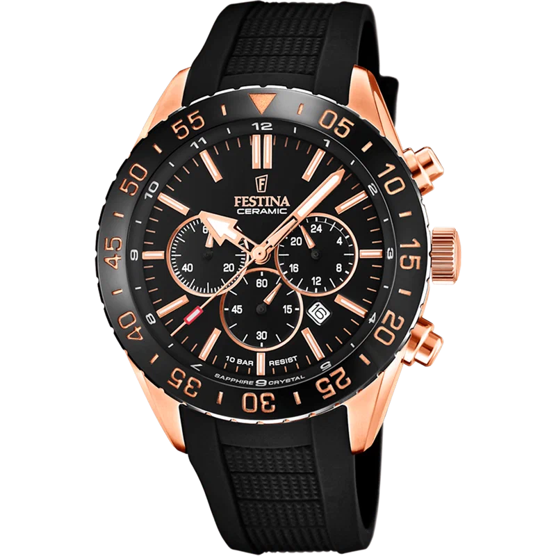 MONTRE FESTINA CERAMIC F20516/2 NOIR, BRACELET CAOUTCHOUC, HOMME