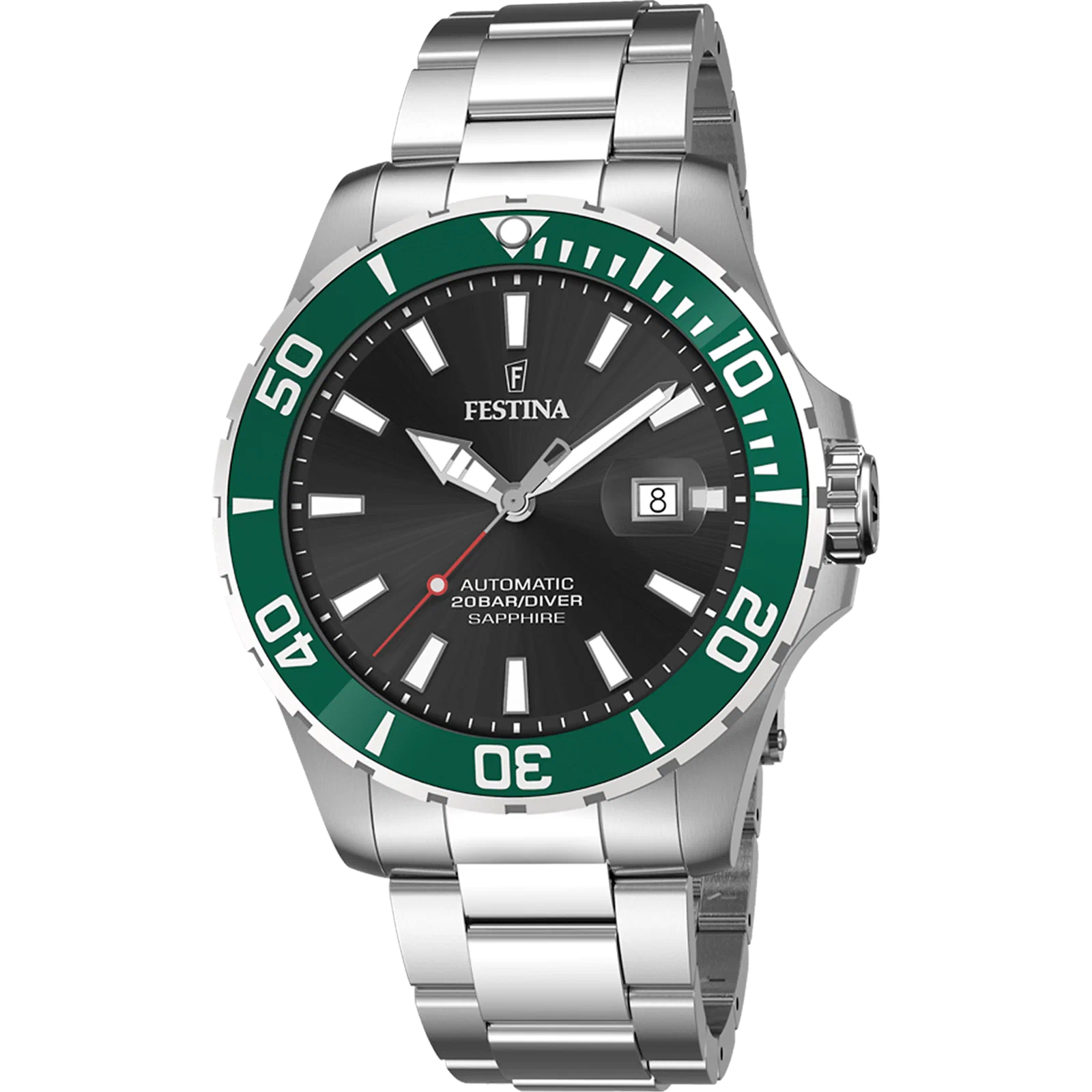 MONTRE FESTINA AUTOMATIQUE F20531/2 NOIR, BRACELET ACIER, HOMME — Image du produit 1