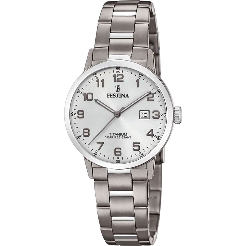 MONTRE FESTINA TITANIUM F20436/1 ARGENTÉ, BRACELET TITANE, FEMME