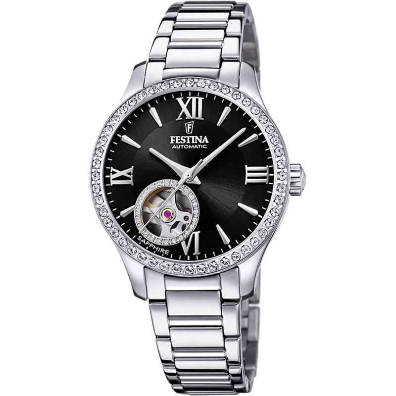 MONTRE FESTINA AUTOMATIC F20485/2 NOIR, BRACELET ACIER, FEMME