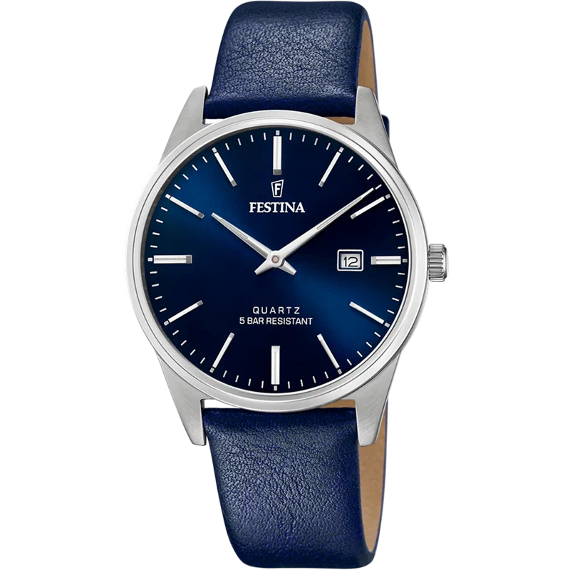 MONTRE FESTINA CLASSICS F20512/3 BLEU, BRACELET CUIR, HOMME