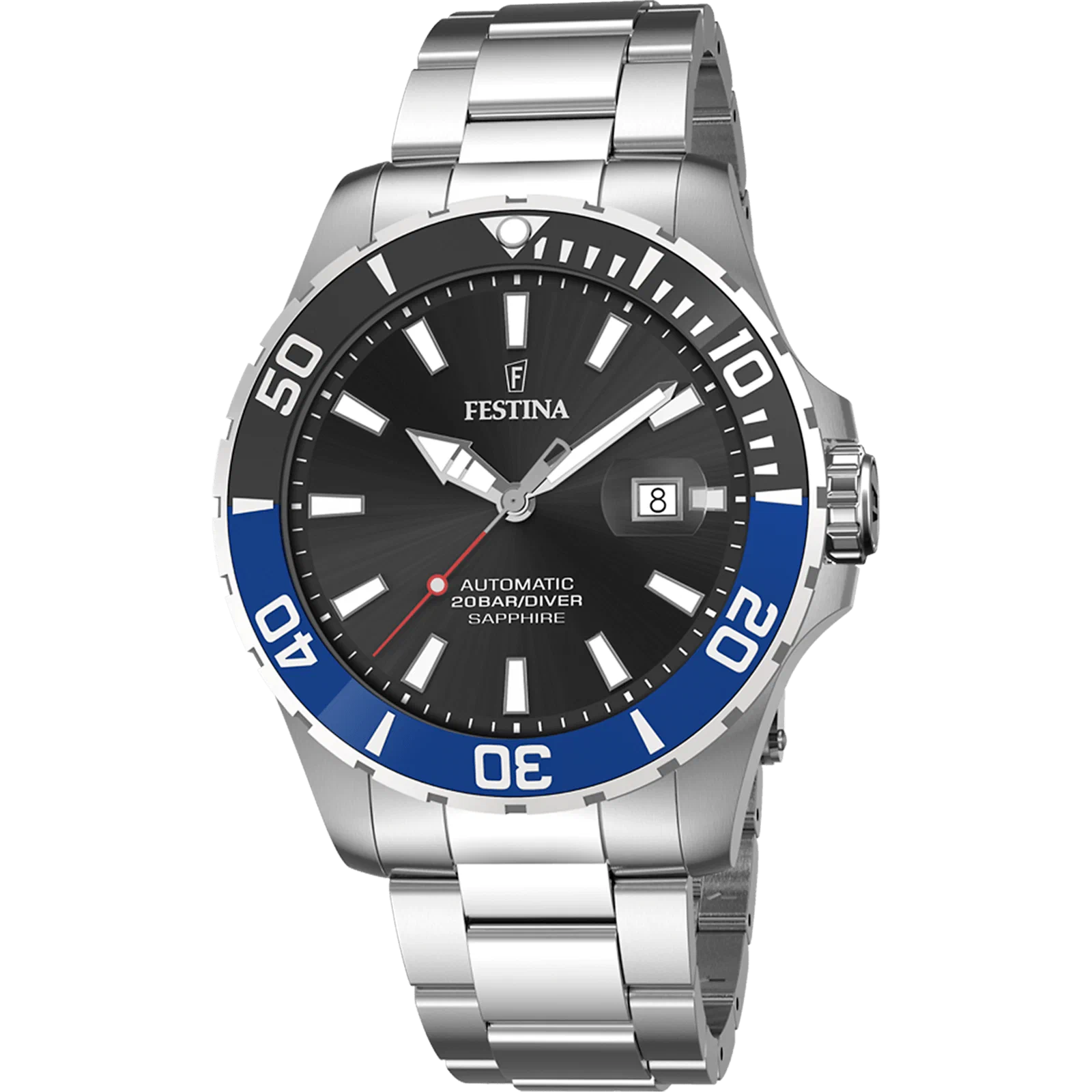 MONTRE FESTINA AUTOMATIQUE F20531/6 NOIR, BRACELET ACIER, HOMME — Image du produit 1