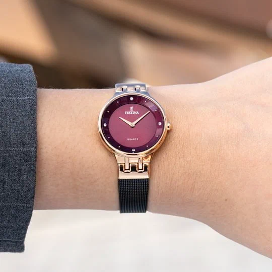 MONTRE FESTINA F20599/2 GRENAT, BRACELET ACIER, LES FEMMES — Image du produit 3