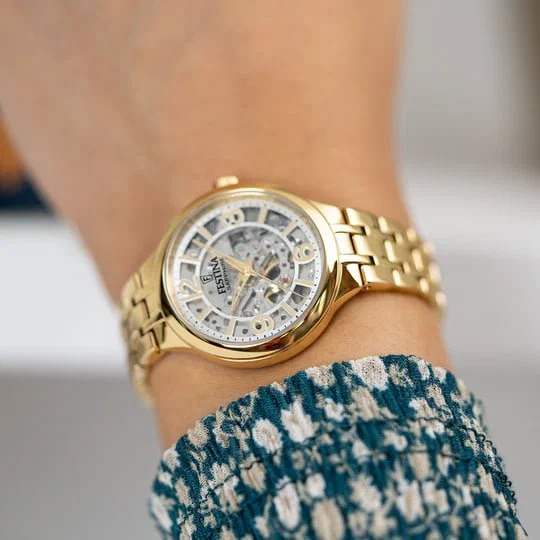 ساعة FESTINA أوتوماتيك سكيليتون F20617/1 بسوار من الفولاذ، نسائية — صورة المنتج 3