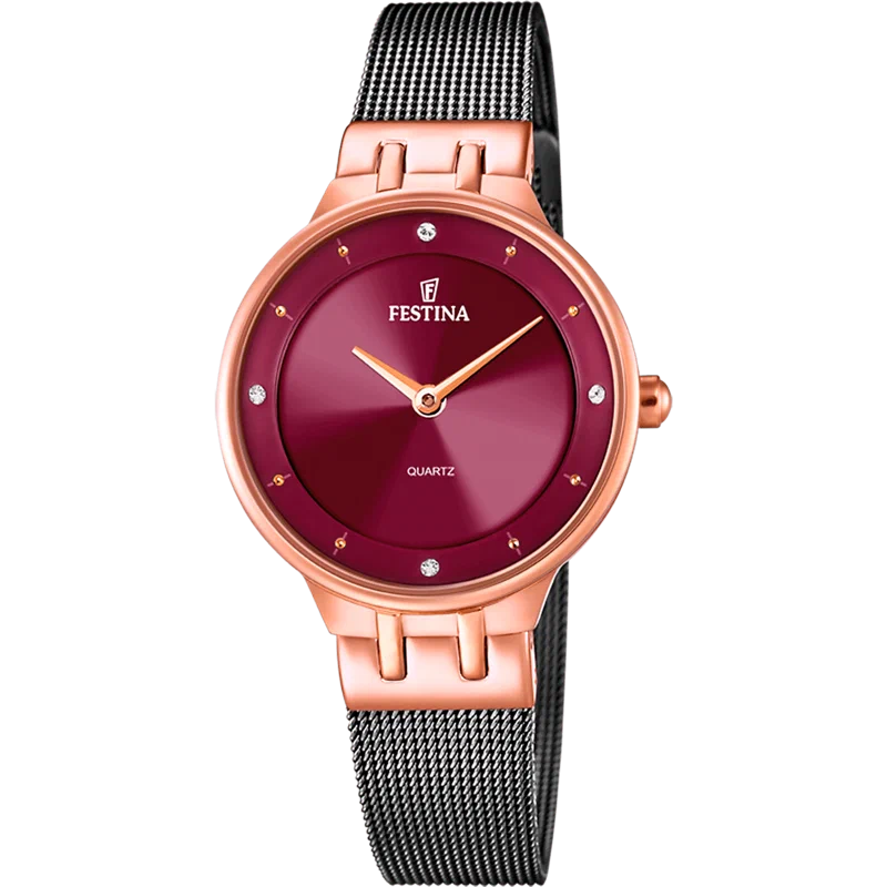 MONTRE FESTINA F20599/2 GRENAT, BRACELET ACIER, LES FEMMES