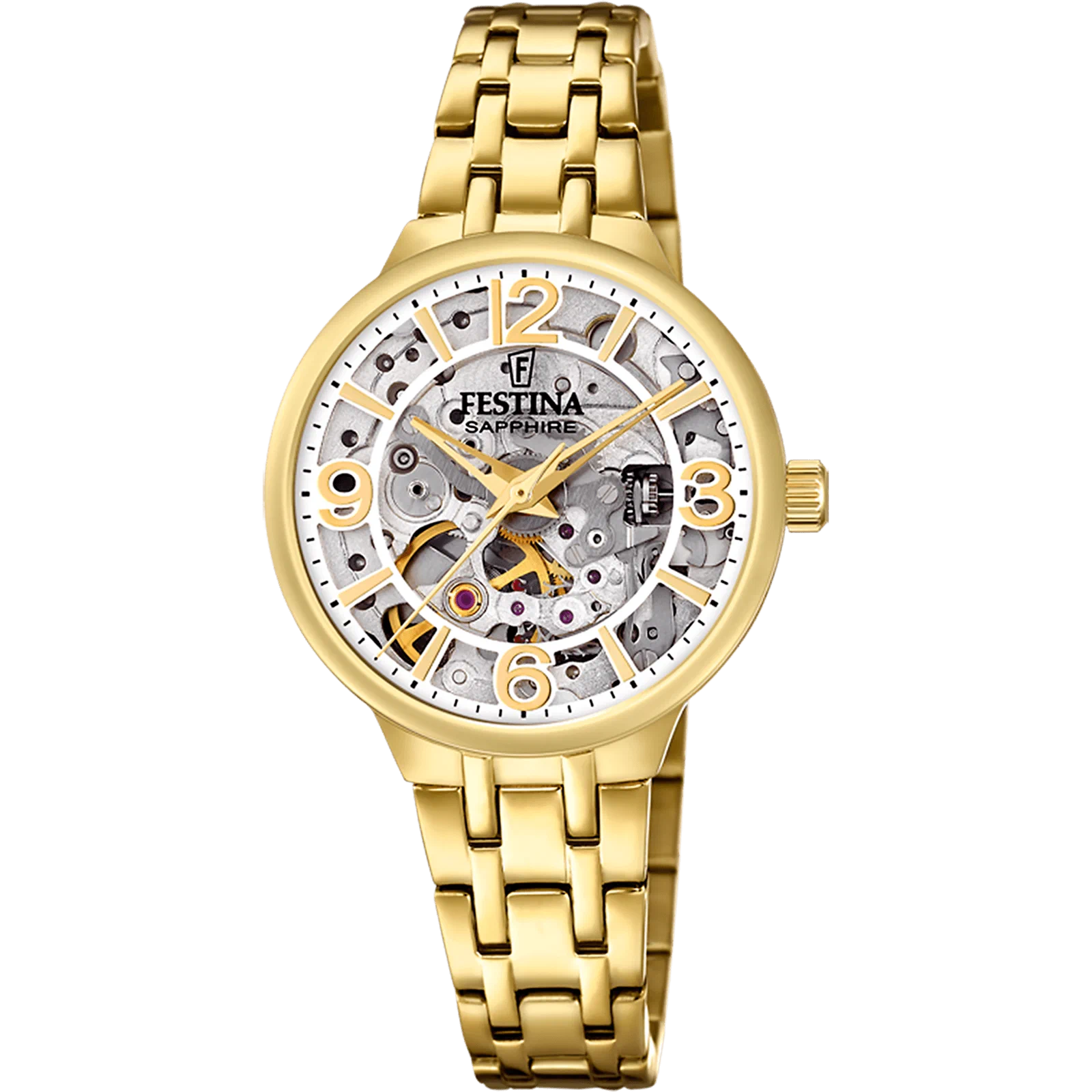 ساعة FESTINA أوتوماتيك سكيليتون F20617/1 بسوار من الفولاذ، نسائية — صورة المنتج 1