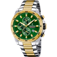 MONTRE FESTINA F20562/3 VERT, BRACELET ACIER INOXYDABLE, HOMME
