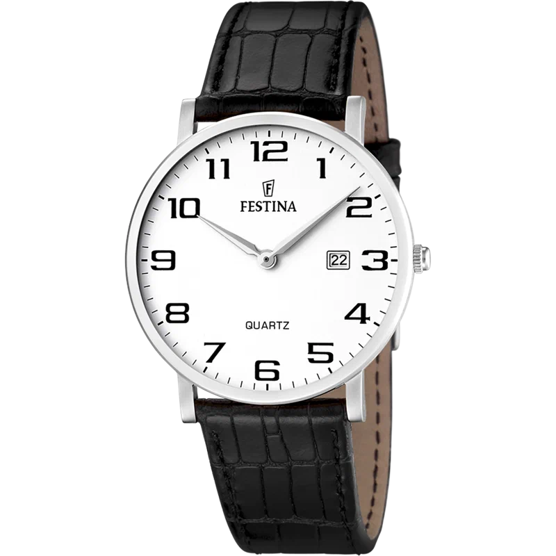 MONTRE FESTINA CLASSICS F16476/1 BLANC, BRACELET CUIR, HOMME — Image du produit 2