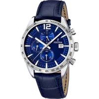 MONTRE FESTINA F16760/3 BLEU, BRACELET CUIR, HOMME