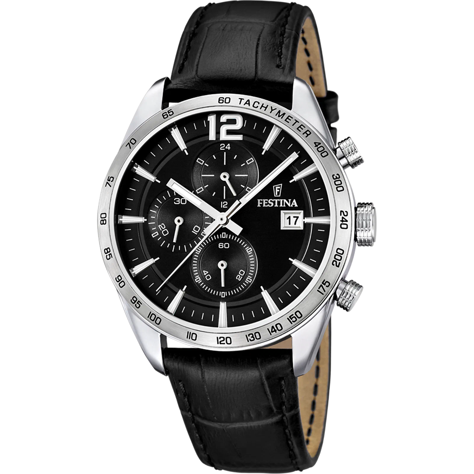 FESTINA F16760/4 BLACK WATCH, LEATHER STRAP, MEN'S — Product image 1