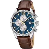 MONTRE FESTINA F16760/7 BLEU, BRACELET CUIR, HOMME