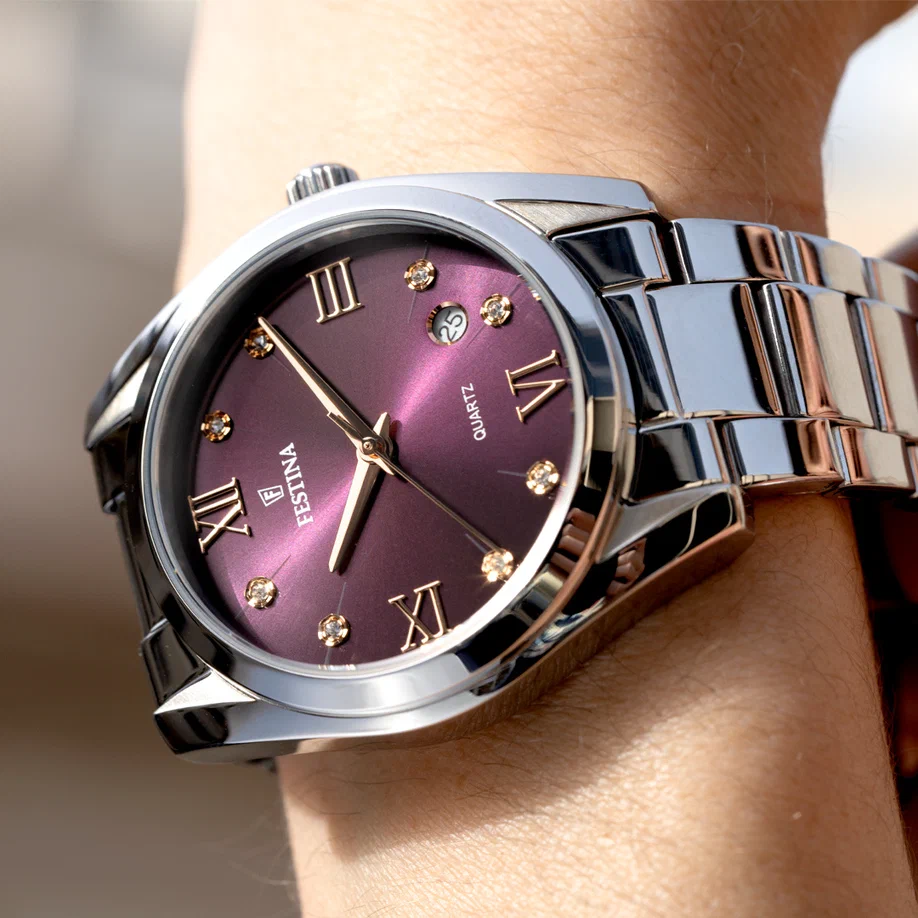 MONTRE FESTINA F16790/E BORDEAUX, BRACELET ACIER INOXYDABLE, FEMME — Image du produit 4
