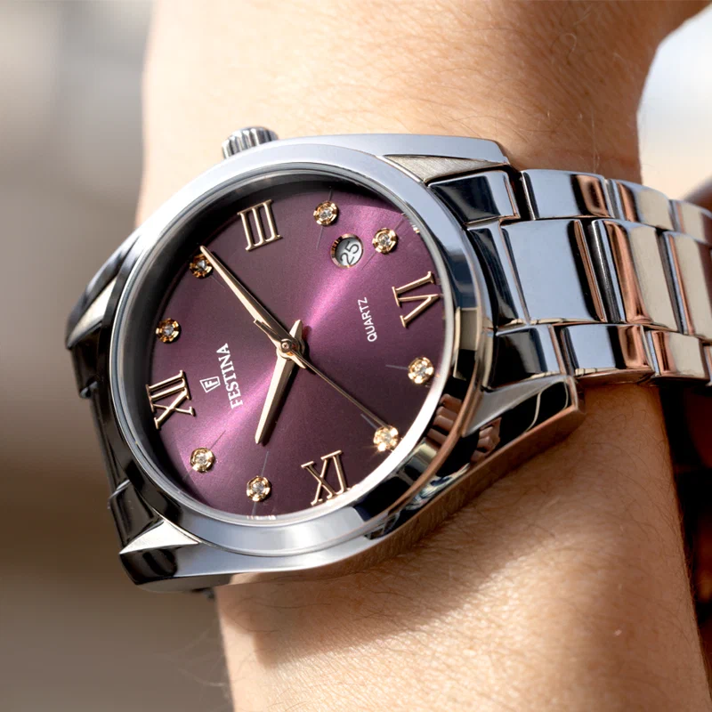 MONTRE FESTINA F16790/E BORDEAUX, BRACELET ACIER INOXYDABLE, FEMME — Image du produit 4