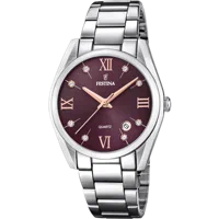 MONTRE FESTINA F16790/E BORDEAUX, BRACELET ACIER INOXYDABLE, FEMME