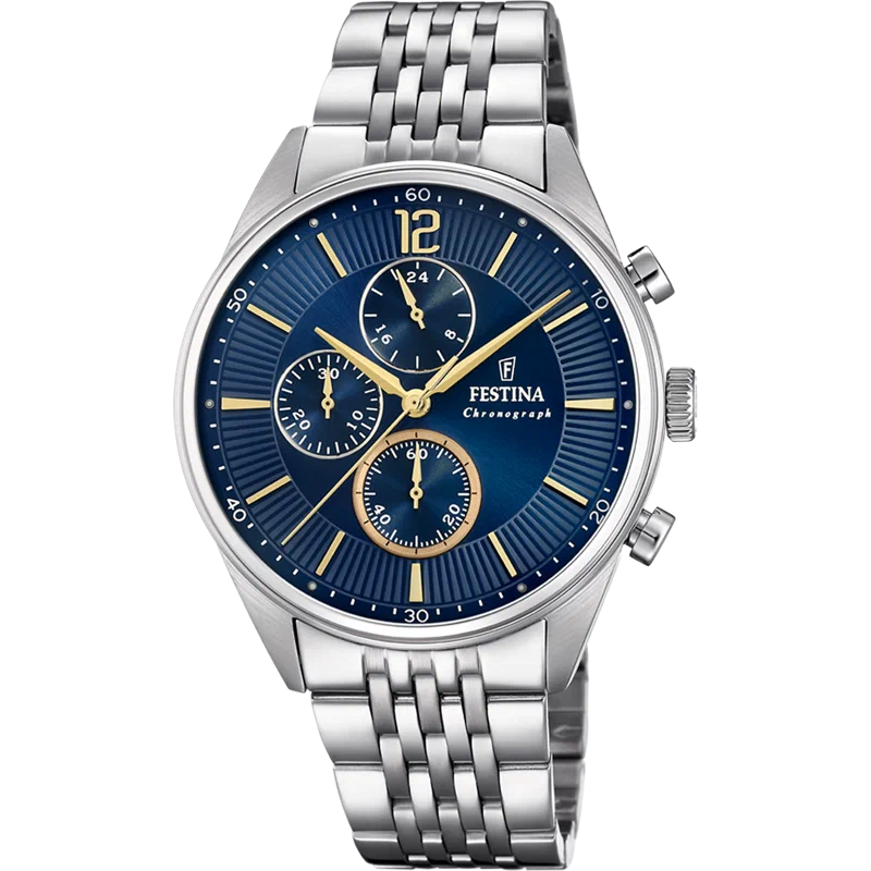 MONTRE FESTINA F20285/3 BLEU, BRACELET ACIER INOXYDABLE, HOMME