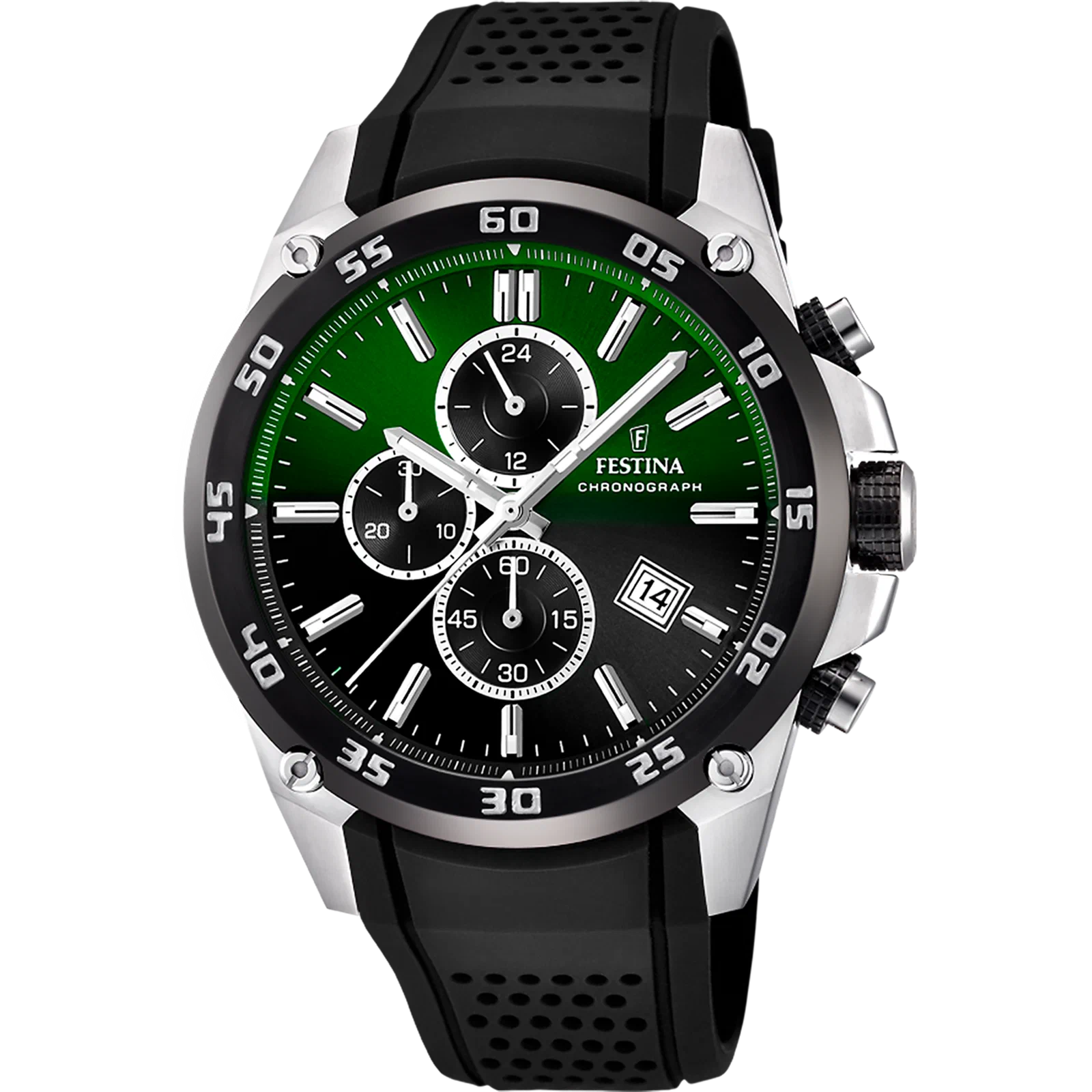 MONTRE FESTINA THE ORIGINALS F20330/B VERT, BRACELET EN CAOUTCHOUC, HOMME — Image du produit 1