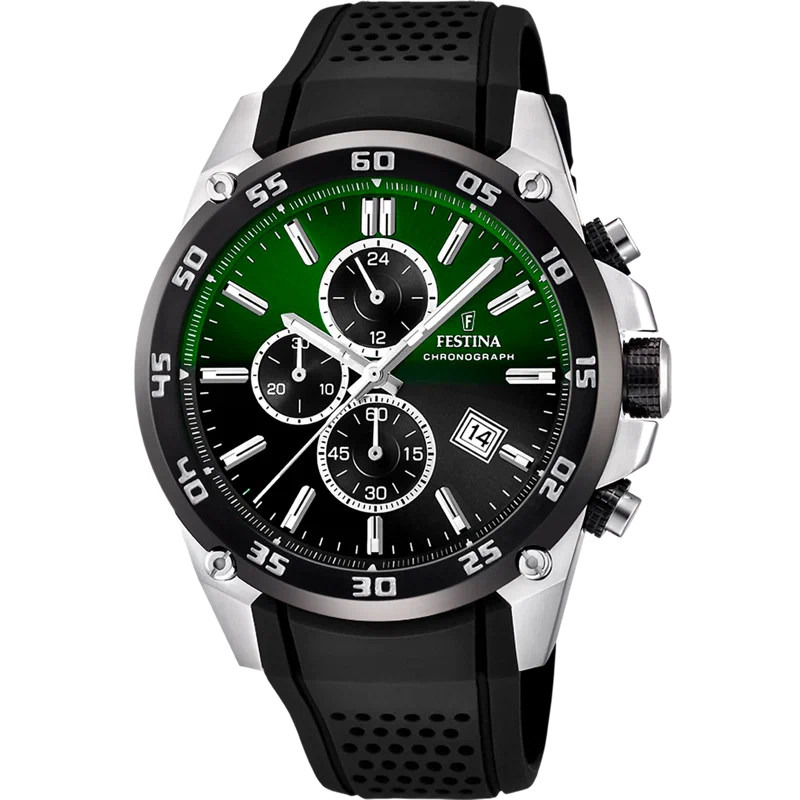 MONTRE FESTINA THE ORIGINALS F20330/B VERT, BRACELET EN CAOUTCHOUC, HOMME