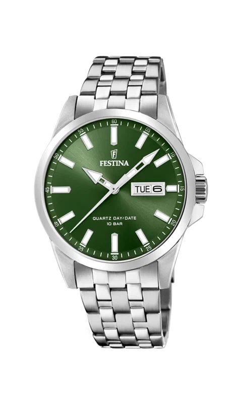 MONTRE FESTINA CLASSICS F20357/5 VERT, BRACELET EN ACIER, HOMME — Image du produit 3