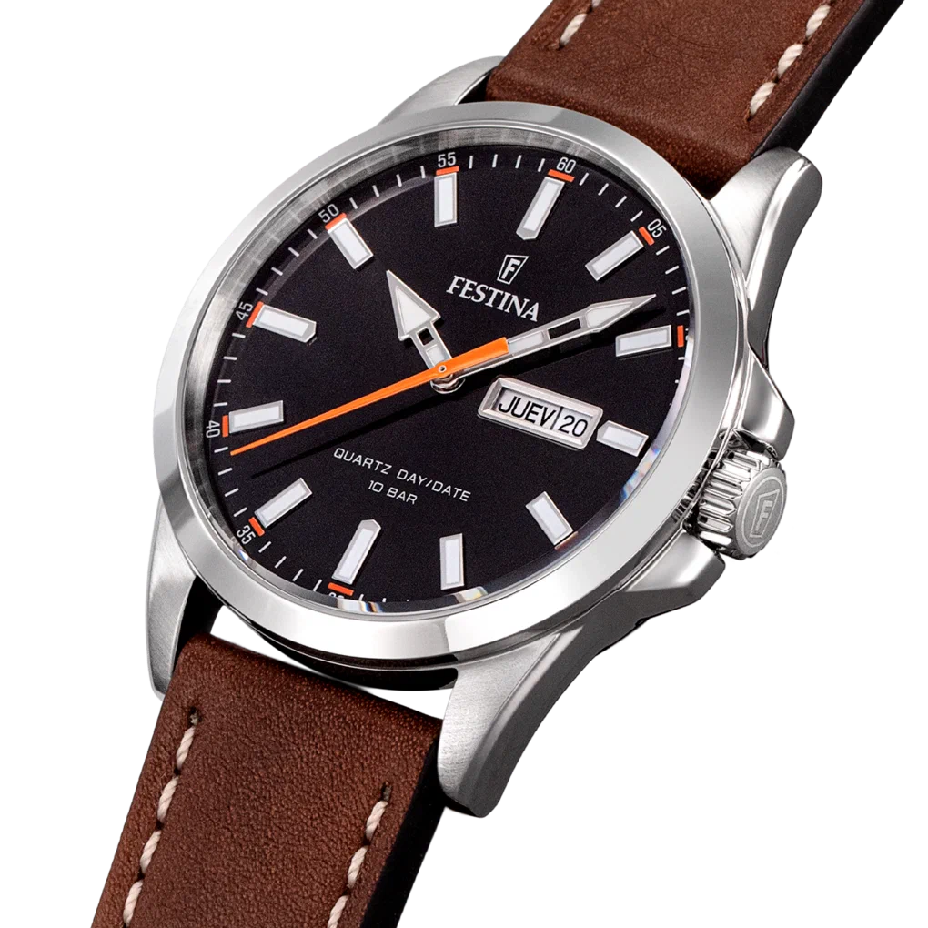 MONTRE FESTINA CLASSICS F20358/2 NOIR, BRACELET CUIR, HOMME — Image du produit 2