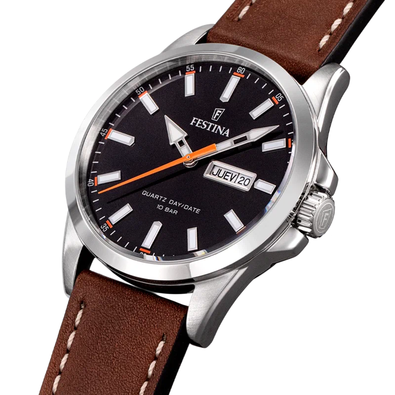 MONTRE FESTINA CLASSICS F20358/2 NOIR, BRACELET CUIR, HOMME — Image du produit 2