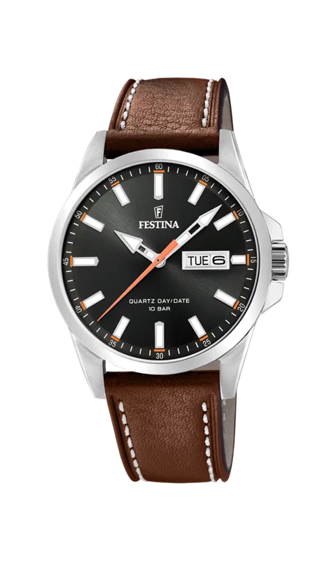 MONTRE FESTINA CLASSICS F20358/2 NOIR, BRACELET CUIR, HOMME — Image du produit 4