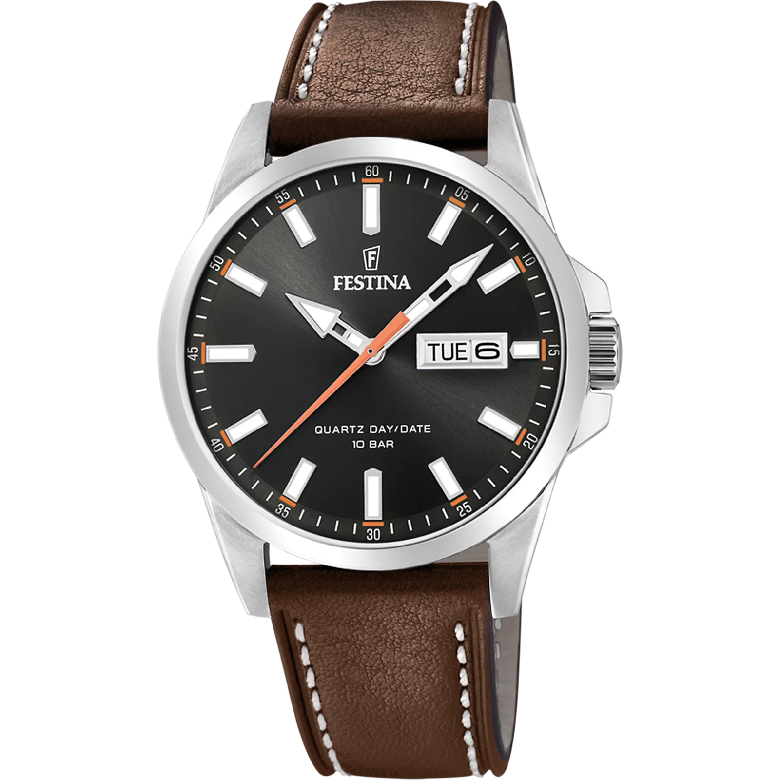 MONTRE FESTINA CLASSICS F20358/2 NOIR, BRACELET CUIR, HOMME — Image du produit 1