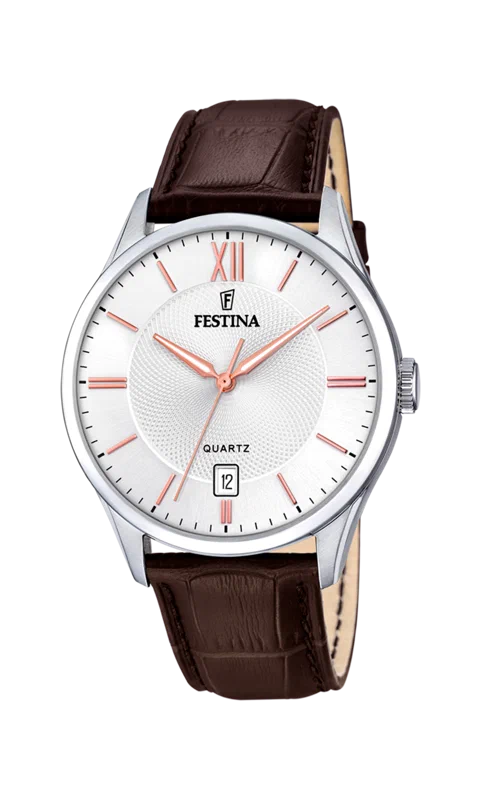 FESTINA CLASSICS WATCH F20426/4 WHITE, LEATHER STRAP, MEN'S — Product image 3