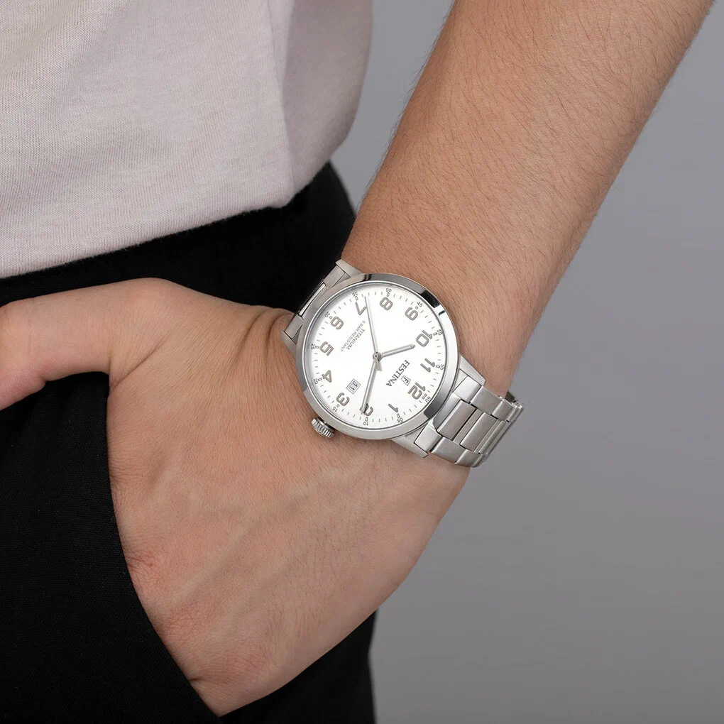 ساعة FESTINA TITANIUM F20435/1 فضية، سوار من التيتانيوم، رجالية — صورة المنتج 4