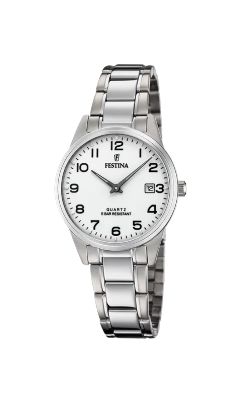 ساعة Festina Classics F20509/1 بيضاء، سوار من الفولاذ، نسائية — صورة المنتج 4