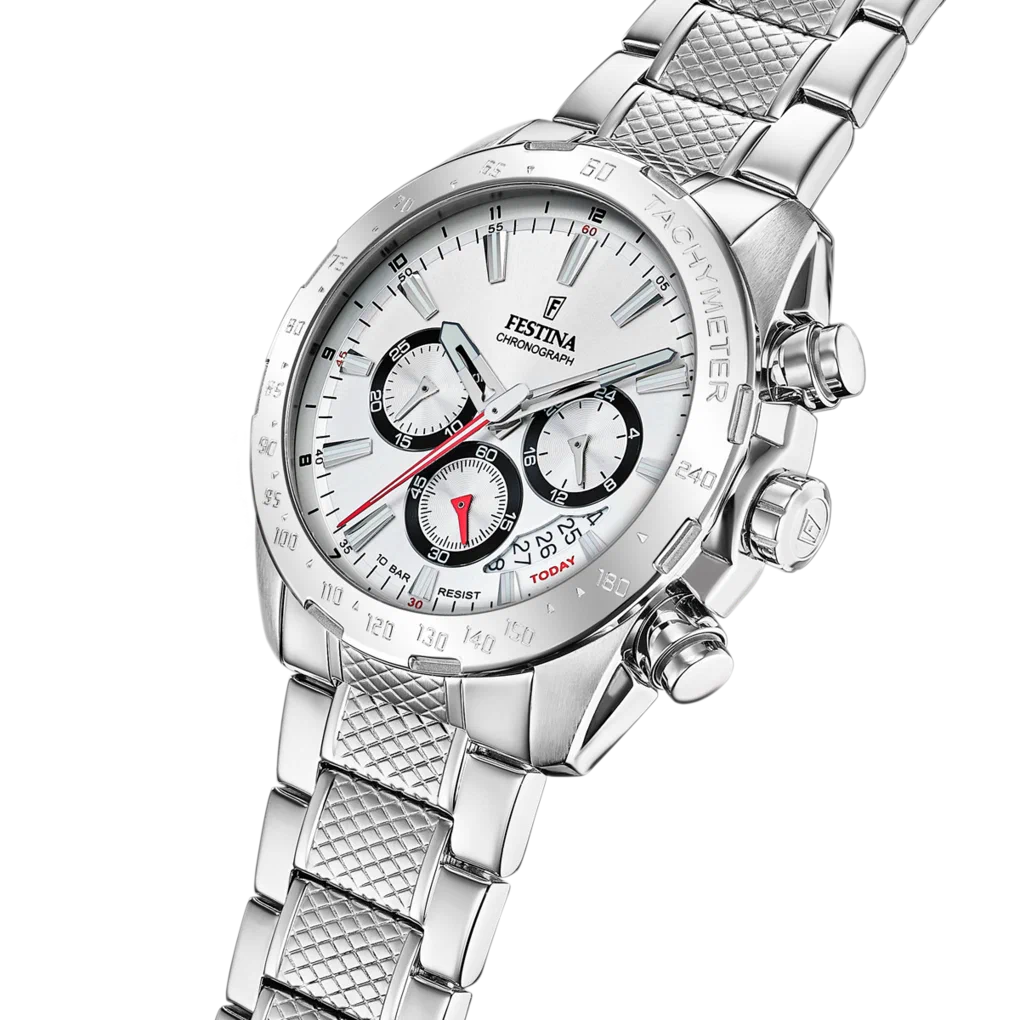 MONTRE FESTINA TIMELESS CHRONOGRAPH F20668/1 BLANC BRACELET EN ACIER INOXYDABLE HOMME — Image du produit 5