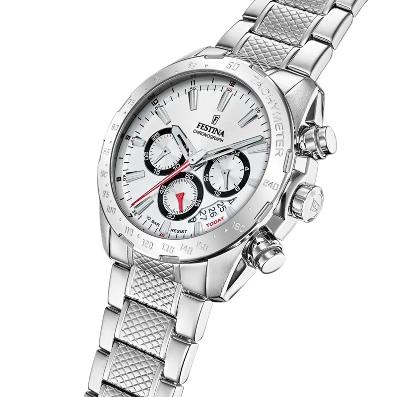 MONTRE FESTINA TIMELESS CHRONOGRAPH F20668/1 BLANC BRACELET EN ACIER INOXYDABLE HOMME — Image du produit 5