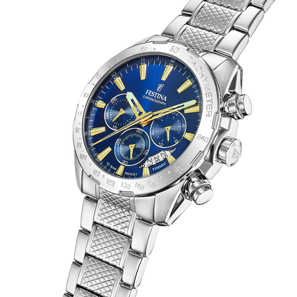 MONTRE FESTINA TIMELESS CHRONOGRAPH F20668/2 BLEU BRACELET EN ACIER INOXYDABLE HOMME — Image du produit 5