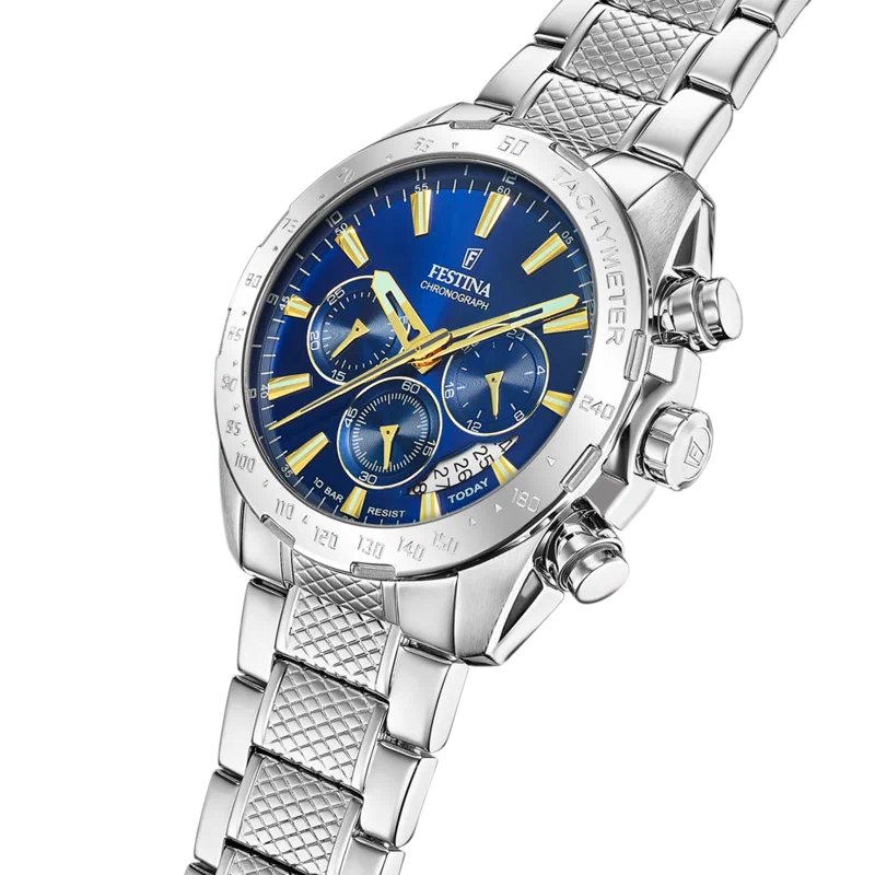 MONTRE FESTINA TIMELESS CHRONOGRAPH F20668/2 BLEU BRACELET EN ACIER INOXYDABLE HOMME — Image du produit 5