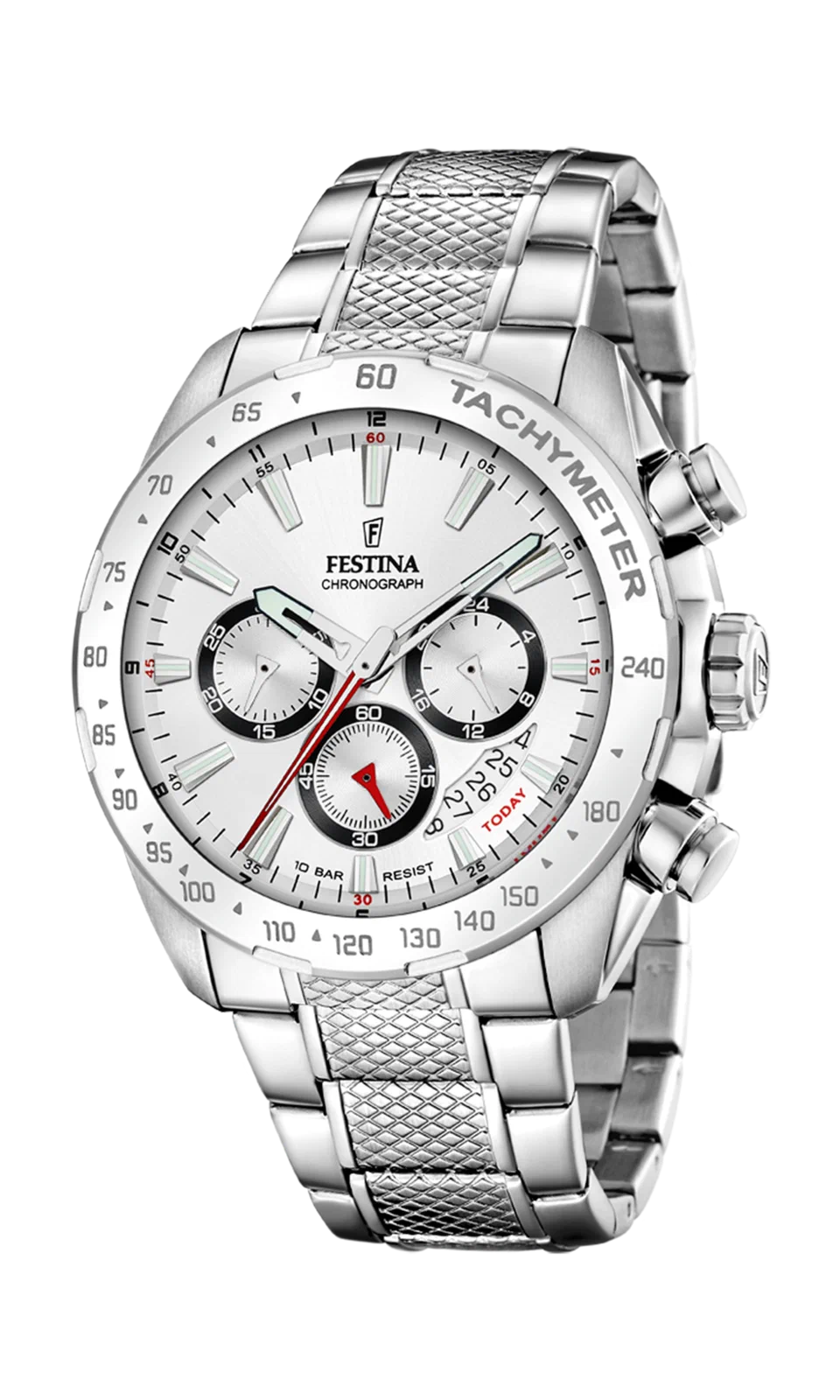 MONTRE FESTINA TIMELESS CHRONOGRAPH F20668/1 BLANC BRACELET EN ACIER INOXYDABLE HOMME — Image du produit 3