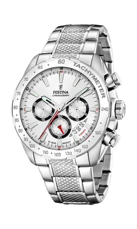 MONTRE FESTINA TIMELESS CHRONOGRAPH F20668/1 BLANC BRACELET EN ACIER INOXYDABLE HOMME — Image du produit 3