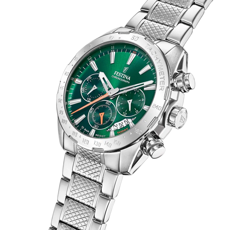 MONTRE FESTINA TIMELESS CHRONOGRAPH F20668/3 VERT BRACELET EN ACIER INOXYDABLE HOMME — Image du produit 5