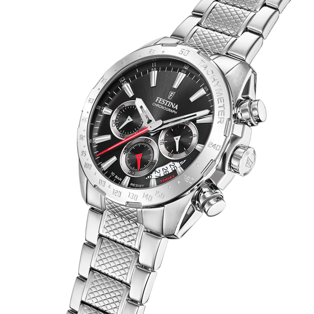 MONTRE FESTINA TIMELESS CHRONOGRAPH F20668/4 NOIR BRACELET EN ACIER INOXYDABLE HOMME — Image du produit 5